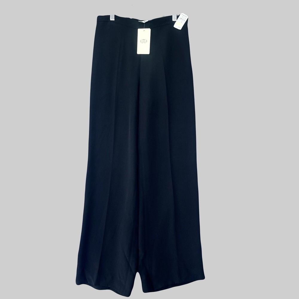 NWT Agnona 100% Silk Trouser Pants Womens Size EU 42 US 6 Black Quiet Luxury
